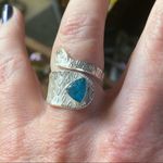 Neon Blue Apatite Solid Sterling Silver Ring Size 7.5 Adjustable Blue Photo 5