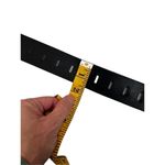 Nine West women’s black man made leather perforated belt size medium 40” long 1. Photo 2