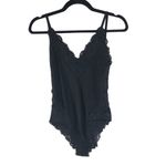 Free People We Are HAH  Back Off Bodysuit Lingerie Lace Trim Black Noir S Photo 2