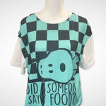 Peanuts Snoopy "Did Someone Say Food" Soft‎ Crop Top Size Small Blue Photo 0