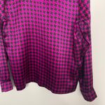 Fleur Du Mal Houndstooth Patterned Button Down Top Womens Small Violet Pink Photo 12