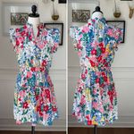Pinch Paige Bright Days Ahead Floral Cotton Blouson Flutter Dress $98 L Blue Size L Photo 1