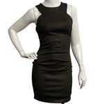 Forever 21 Little Black Dress Bodycon Metallic Size Small Rear Zip Lined Party Photo 0