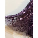 Mac Duggal   Embellished Tulle Wrap-Effect Column Gown Size 16‎ Plum Formal Photo 7