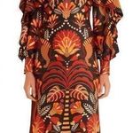 Farm Rio   RED NATURE BEAUTY SCARF BACKLESS MIDI DRESS Size XXS. Photo 0