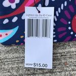 Vera Bradley  Lighten Up Zip ID Case Navy Blue Pink Travel Coin Pouch Keyring Photo 3