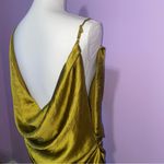 Pretty Little Thing  x Naomi Campbell Chartreuse Satin Extreme Cowl Bodycon Dress Photo 7