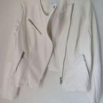 Skinny Girl white faux leather motto jacket Size Large Photo 2