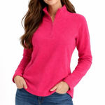 Eddie Bauer Women's Long Sleeve Tee L Pink Fleece Quarter-Zip Photo 0