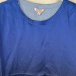 Badgley Mischka Silk Blue Ombré Short Sleeve Top Size S Photo 3