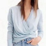 J.Crew Lurex sparkly shimmery wool blend blue wrap sweater Photo 0