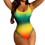 SheIn Swim Vcay Ombre Print One Piece Swimsuit in Multi, Size M Photo 0