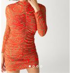 Lisa Says Gah Red Orange Ruched Bodycon Mini Dress Size Small Photo 1
