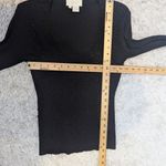 Cache Y2K Scoop Neck Rib Knit Beaded Metallic Sweater Black Photo 5