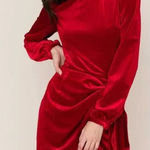 Yumi Kim Tie Me Over Red Velvet Dress Long Sleeve Wrap Tie Size Large Photo 0