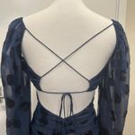For Love & Lemons  Lula Mini Dress Navy Polka Dot Ruched Chiffon Silk Party XS Photo 7