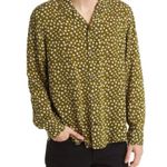 Open Edit Olive Polka Dot Print Long Sleeve Button Down Camp Shirt Large  Photo 0