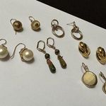 Lot Of 6 Pierced Stud / Dangle Drop Earrings Gold Tone And 1 Two Tone Photo 0