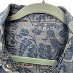 BLANK NYC Blue Button Down Denim Shirt with Floral Print EUC Size Medium Photo 1