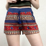 Band of Gypsies Red & Blue Floral Paisley Shorts Photo 0