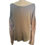 7th Ray Leopard Colorblock VNeck Long Sleeve Brown Top Med Y2K Boho Hippie Retro Photo 3