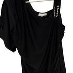 Fashion Bug  black rhinestone cold shoulder blouse size medium Photo 0