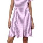 American Living Pink Striped Cotton Fit and Flare Dress MEDIUM Photo 1
