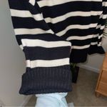 ZARA  Women Zip Turtleneck Sweater Ecru/Black Striped Knit Fall Winter Size Large Photo 2