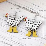 Hen boots design wooden dangle drop hook earrings‎ White Photo 4