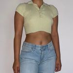 Brandy Melville  Light Green Ribbed Cropped Blouse Photo 3