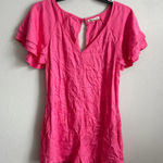 Billabong  Hot Pink Ruffled Sleeve Keyhole Back  Romper Women S Summer Barbiecore Photo 0