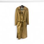 Leather Trench Coat Belted Tan Full Length Vintage Style Classic Chic Photo 7