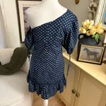 Majorelle Sonia Mini Dress in Blue Dot Ruffle Puff Sleeve Polka Dot Size Medium Photo 5