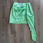 Line and Dot  $98 Asymmetrical Lime Neon Green Satin Mini Skirt Y2K Resort Vacation Photo 2