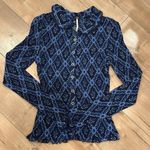 Free People NEW  Caught a Feeling Cardi CURRENT STYLE Eclipse Combo Navy Blue XS Photo 4