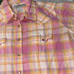 Wrangler  Blues Plaid Western Shirt Medium Pink Orange Short Sleeve‎ Button Up Photo 1