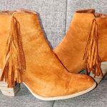 Qupid Brown Heeled Booties With Fringe  Photo 0