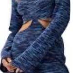 Divided H&M Blue Marled FINE Knit Cut Out Waist And Tie Back Dress XXS Photo 0