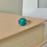 Boutique Southwestern Blue Turquoise Silver Ring “Norma” 7.5 Cowgirl Maximalist Photo 0