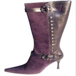 Donald Pliner Purple Suede and Leather Boot Shoe Embellished Studs $695 Sz 8 Photo 6