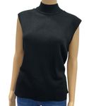 Jones Wear  Black Acrylic Sleeveless Mock Neck Lightweight Knit Sweater Top Sz XL Photo 2