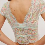 Free People #106 NWT  Garden Party Lace Tee in Sprout Green Photo 3