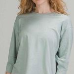 Lululemon LA 3/4 Sleeve Crewneck Shirt Color; Silver Blue Size 4 EUC Photo 0