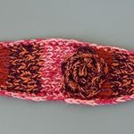 D&Y  womens knit red and pink winter Headband with button and flower OS Photo 1