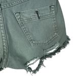 Free People  SZ W25 Jean Shorts Distressed Mid-Rise Pockets Zip-Fly Olive Green Photo 4