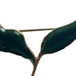 Green Two Leaf Brooch Pin Vintage Gold Tone Women's Party Wedding Accessory Green Photo 1