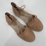 Eileen Fisher Lace Up Espadrille Sandals SZ 6.5 Leather Jute Strappy Flats Honey Photo 5