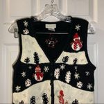 White Stag  Black/Off White Winter Snowman Scene Sweater Vest S Photo 4