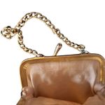 VTG Beaded Coin Purse Gold Chain Lined 1980 Snap White & Gold 3.5X4” Retro Photo 2