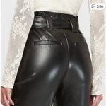 EXPRESS Black Faux Leather Ankle High Rise Paperbag Pants,4R Photo 1